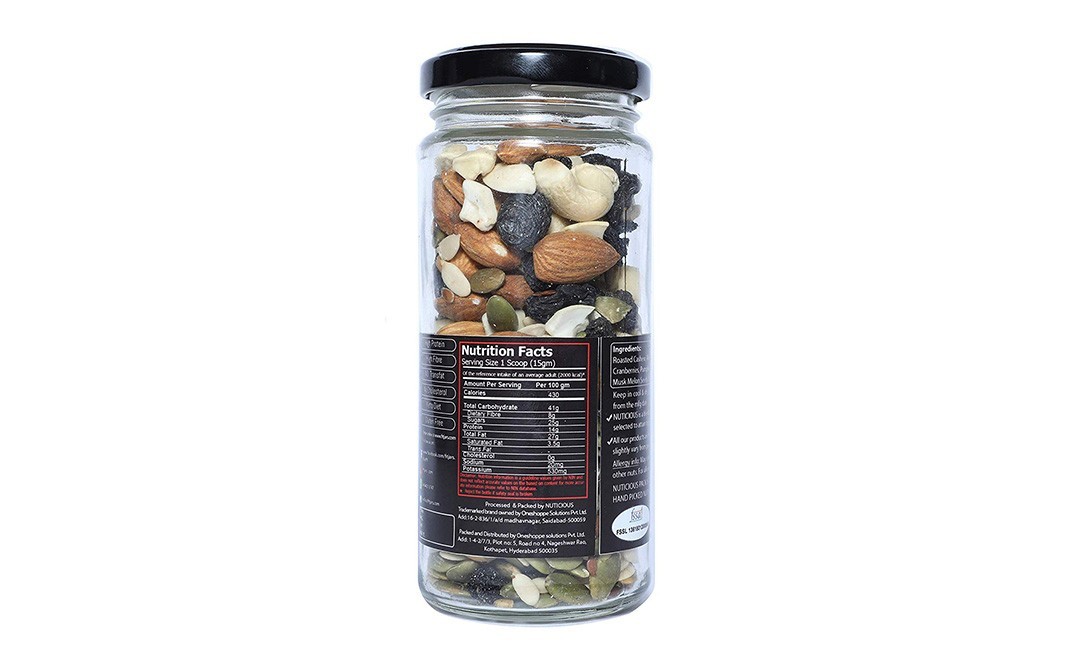 Nuticious Toasted Trail Mix    Glass Jar  150 grams